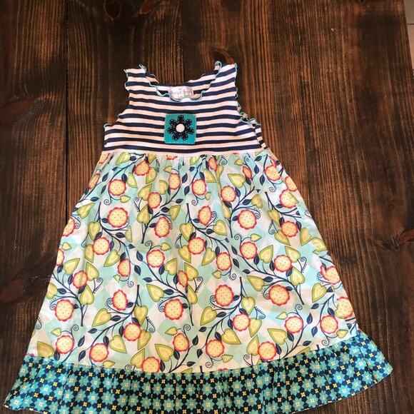 Baxter and Beatrice Dress Girls Size 6X Floral Striped Sleeveless Pretty Summer - Picture 7 of 7
